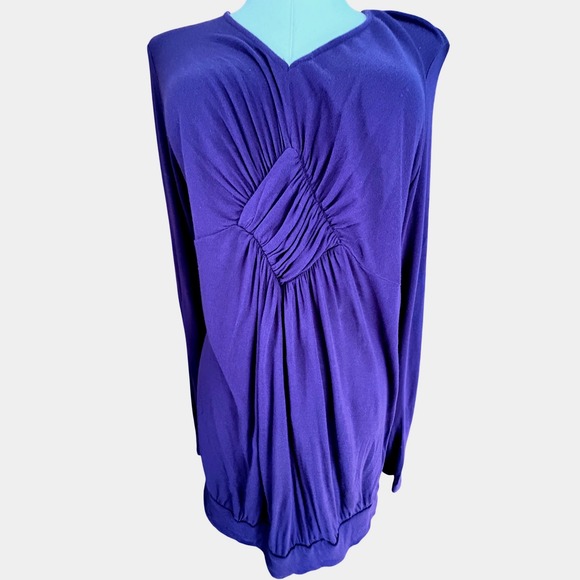 Motherhood Maternity Tops - Motherhood Maternity‎ Purple Ruched V-Neck Long Sleeve Rayon Top Small 93321-17